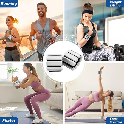 Wrist and Ankle Weights for Women & Men 2 Pack (1lb Each), Adjustable Silicone Wearable Arm & Leg Weights for Pilates, Gym, Yoga, Cardio, Strength Training