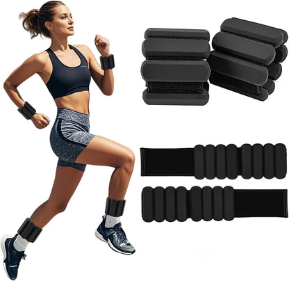 Wrist and Ankle Weights for Women & Men 2 Pack (1lb Each), Adjustable Silicone Wearable Arm & Leg Weights for Pilates, Gym, Yoga, Cardio, Strength Training