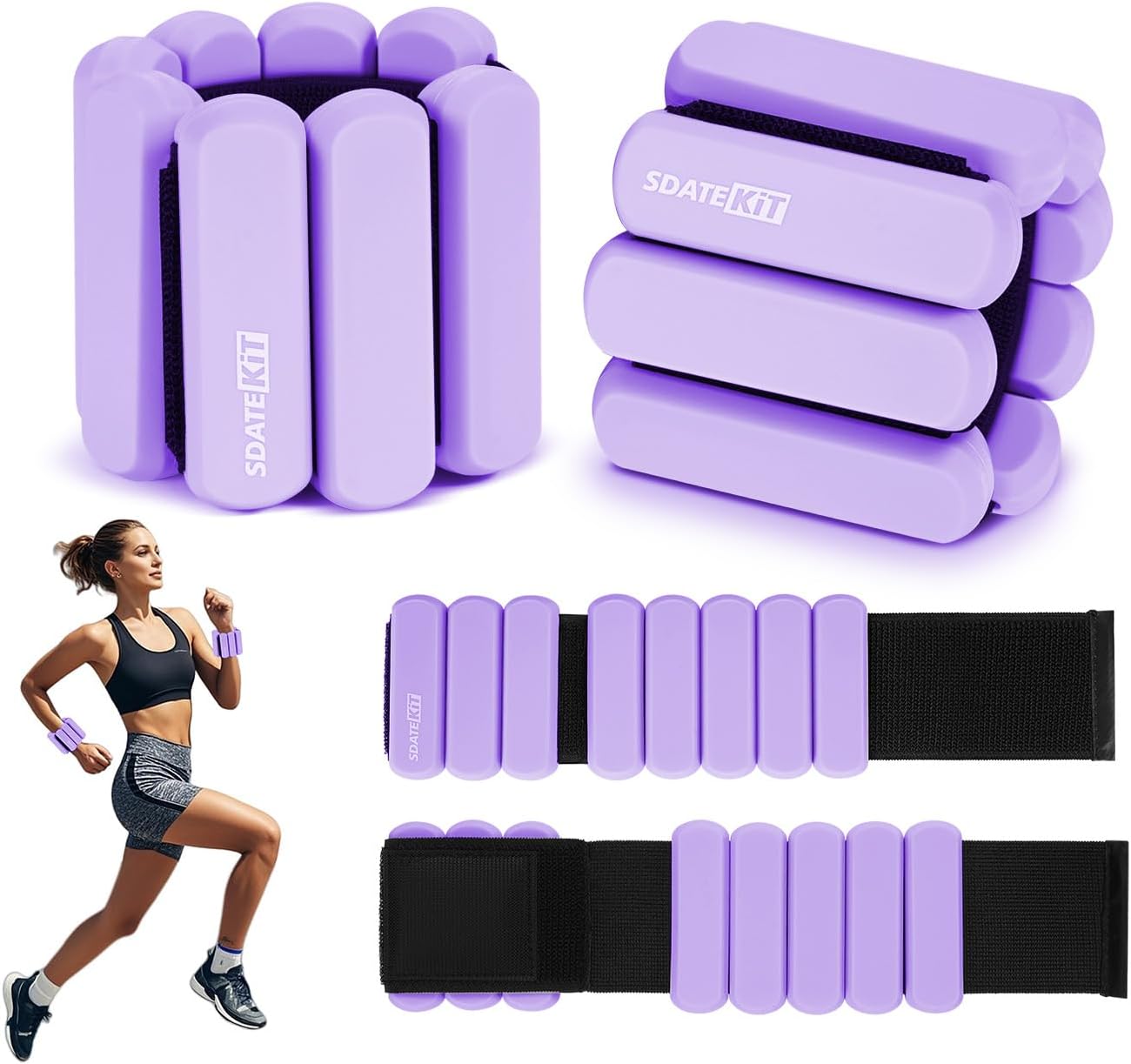Wrist and Ankle Weights for Women & Men 2 Pack (1lb Each), Adjustable Silicone Wearable Arm & Leg Weights for Pilates, Gym, Yoga, Cardio, Strength Training