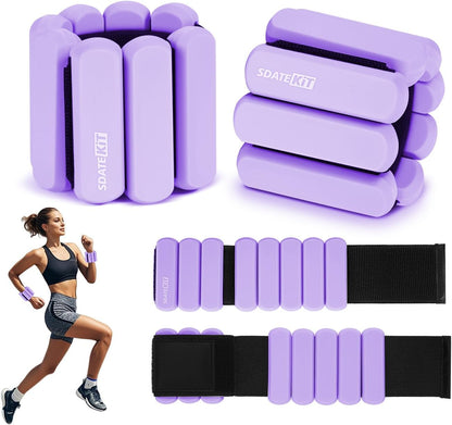 Wrist and Ankle Weights for Women & Men 2 Pack (1lb Each), Adjustable Silicone Wearable Arm & Leg Weights for Pilates, Gym, Yoga, Cardio, Strength Training
