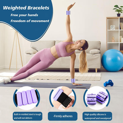 Wrist and Ankle Weights for Women & Men 2 Pack (1lb Each), Adjustable Silicone Wearable Arm & Leg Weights for Pilates, Gym, Yoga, Cardio, Strength Training