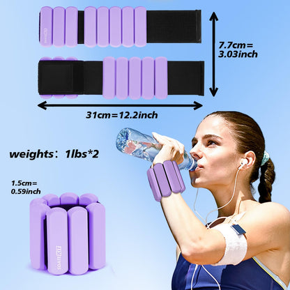 Wrist and Ankle Weights for Women & Men 2 Pack (1lb Each), Adjustable Silicone Wearable Arm & Leg Weights for Pilates, Gym, Yoga, Cardio, Strength Training