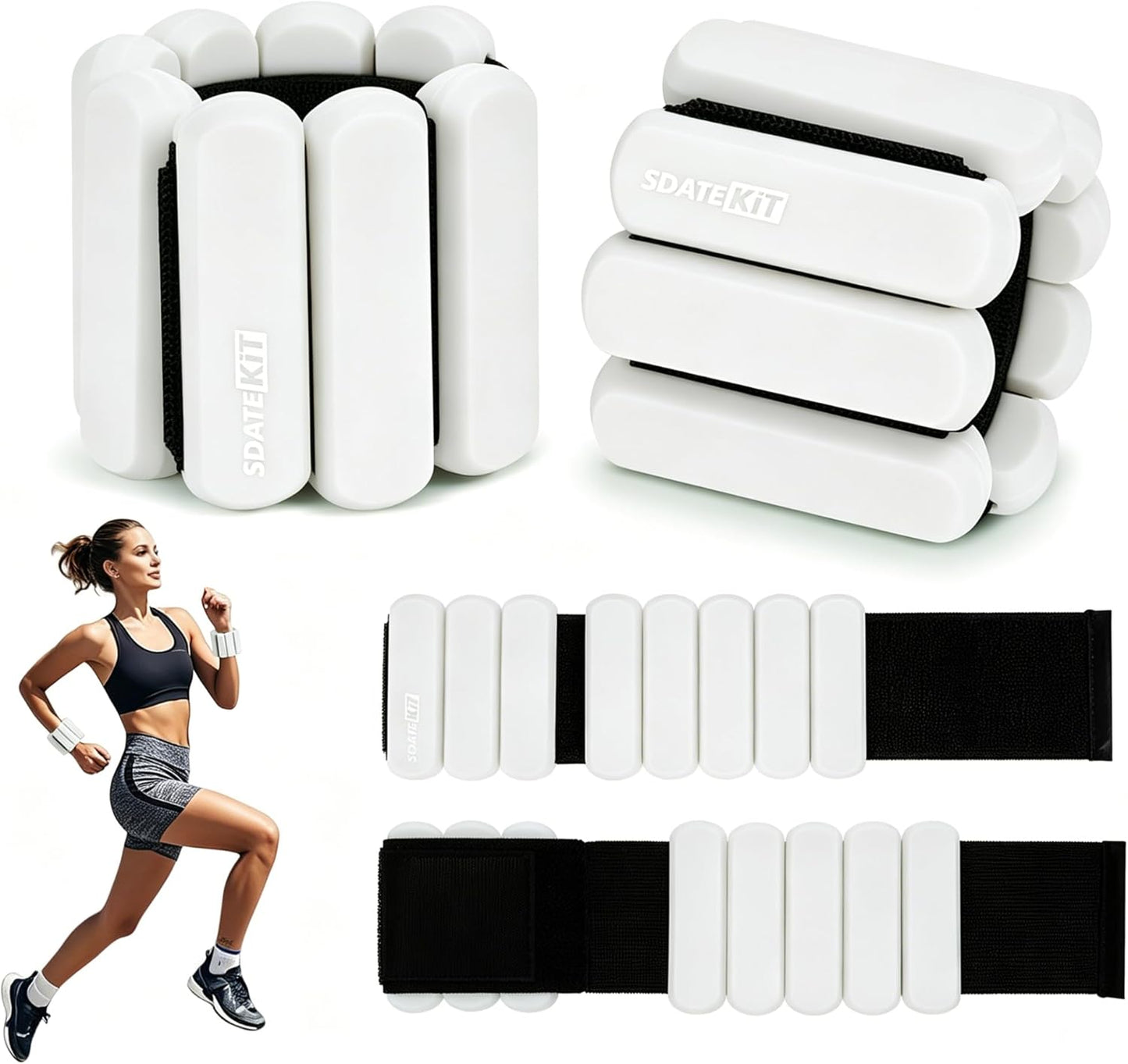 Wrist and Ankle Weights for Women & Men 2 Pack (1lb Each), Adjustable Silicone Wearable Arm & Leg Weights for Pilates, Gym, Yoga, Cardio, Strength Training