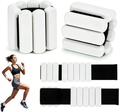 Wrist and Ankle Weights for Women & Men 2 Pack (1lb Each), Adjustable Silicone Wearable Arm & Leg Weights for Pilates, Gym, Yoga, Cardio, Strength Training