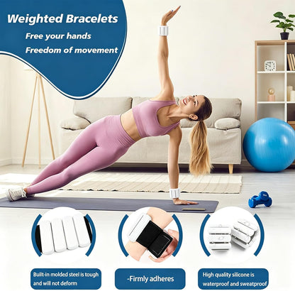 Wrist and Ankle Weights for Women & Men 2 Pack (1lb Each), Adjustable Silicone Wearable Arm & Leg Weights for Pilates, Gym, Yoga, Cardio, Strength Training