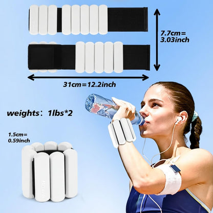 Wrist and Ankle Weights for Women & Men 2 Pack (1lb Each), Adjustable Silicone Wearable Arm & Leg Weights for Pilates, Gym, Yoga, Cardio, Strength Training