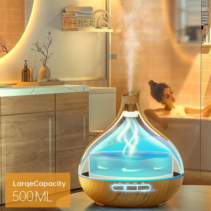 500ML Essential Oil Diffuser for Home: 14 Color LED Humidifier