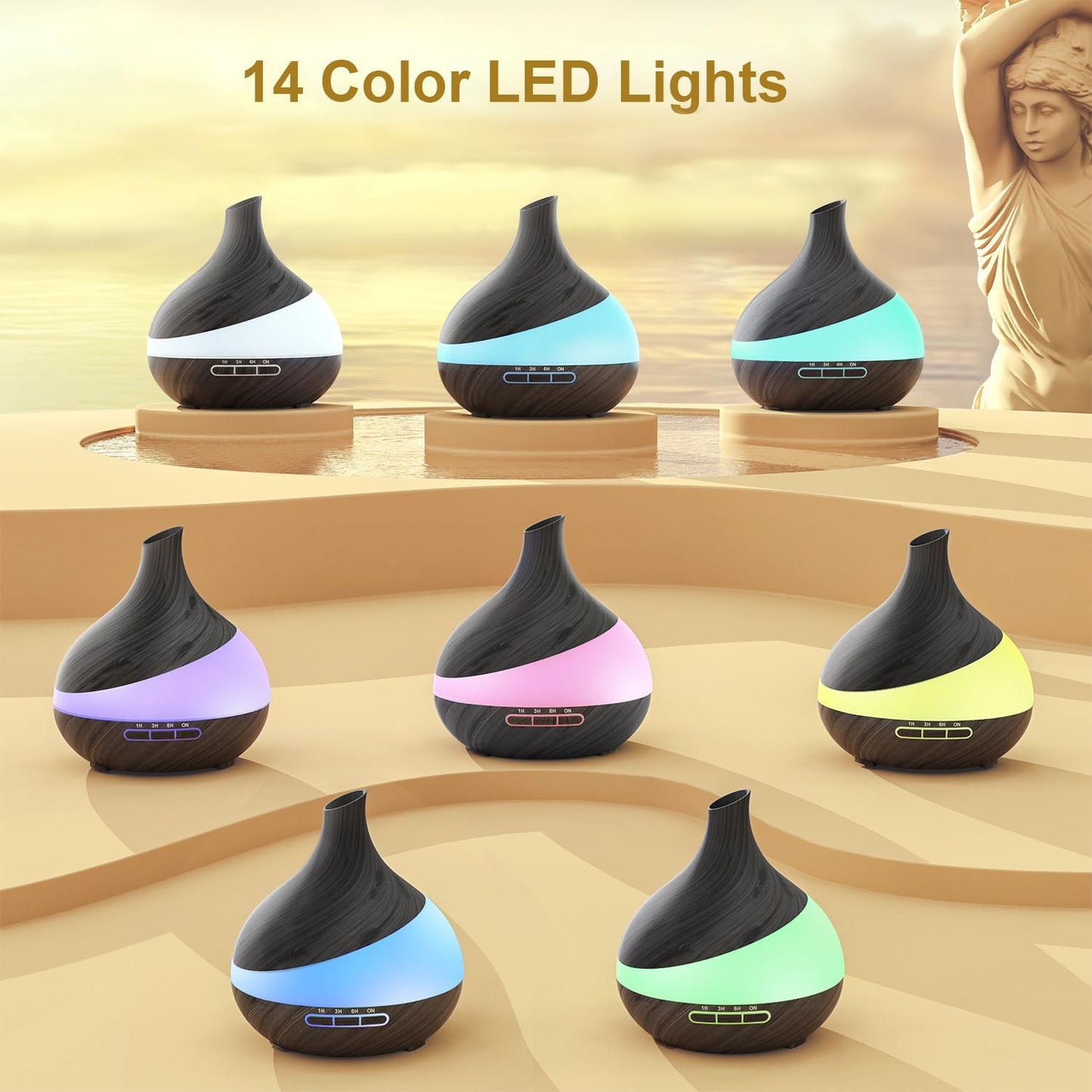500ML Essential Oil Diffuser for Home: 14 Color LED Humidifier