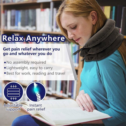 Cervical Neck Traction Device for Instant Neck Pain Relief - Inflatable & Adjustable Neck Stretcher Neck Support Brace, Best Neck Traction Pillow for Home Use Neck Decompression (Blue)