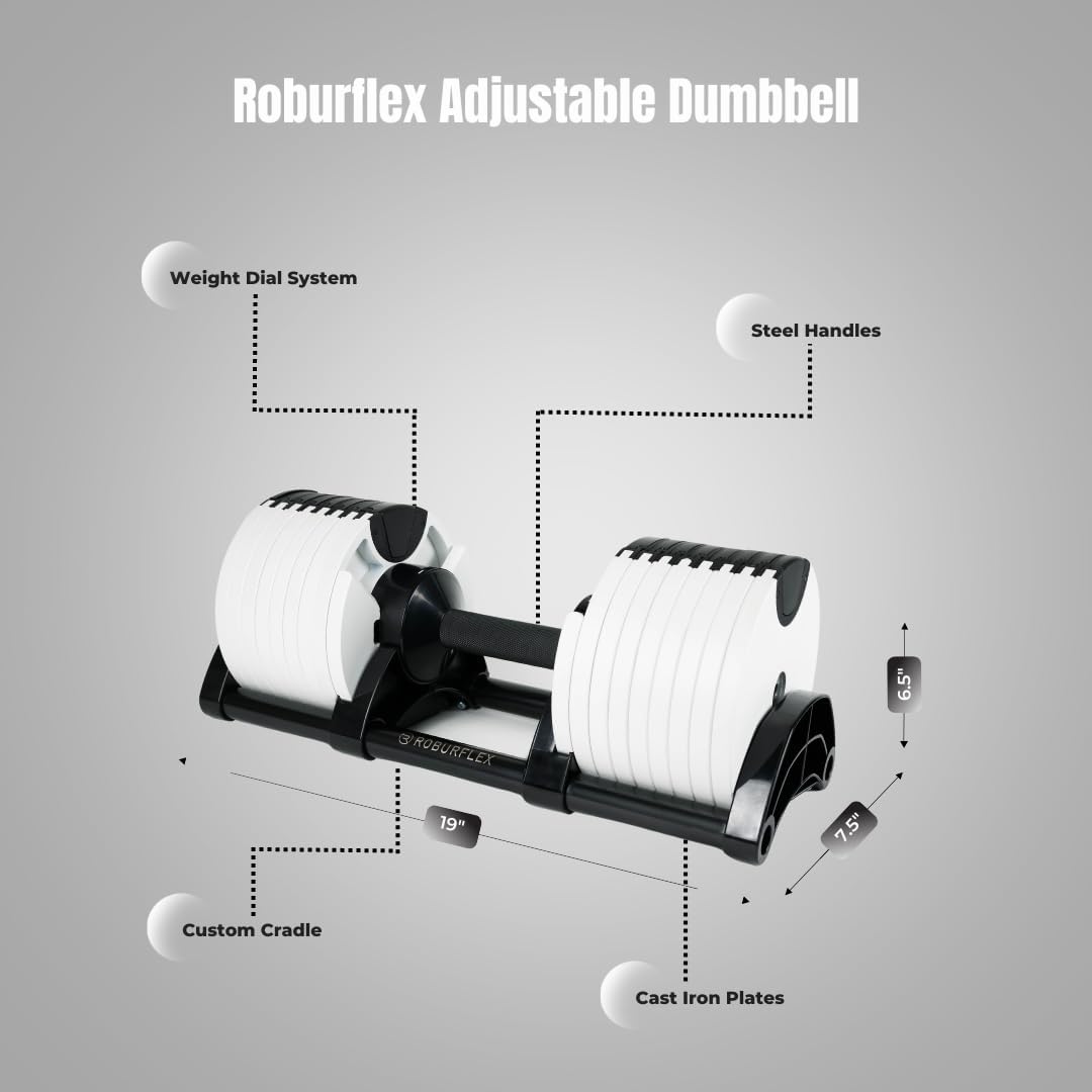 Adjustable Dumbbell (Single) 5-40/80lb, 5lb Increments, for Home Gym Fitness - Upto 20 weight settings