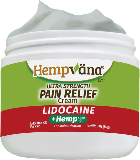 Hempvana Lidocaine 5% Relief Cream, Maximum Strength, Targeted Long-Lasting Relief, Strong Cream, Numbs Irritated Nerves for Fast Anorectal Relief, Non-Greasy.