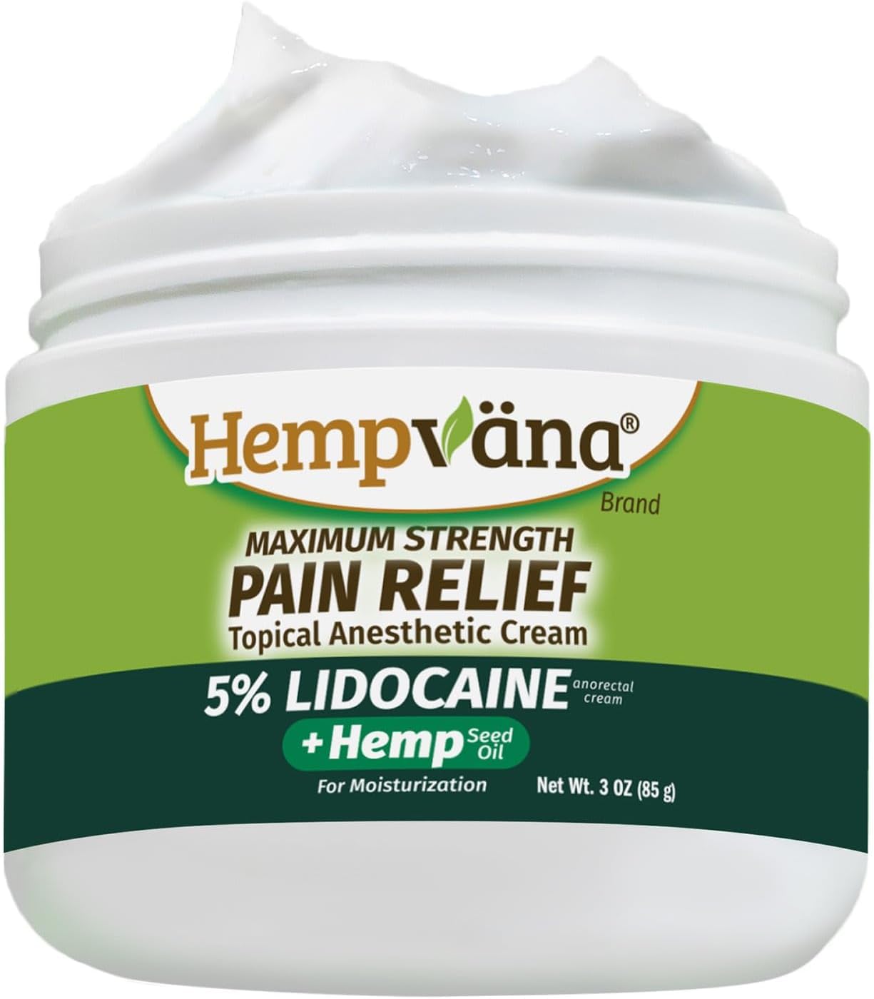 Hempvana Lidocaine 5% Relief Cream, Maximum Strength, Targeted Long-Lasting Relief, Strong Cream, Numbs Irritated Nerves for Fast Anorectal Relief, Non-Greasy.