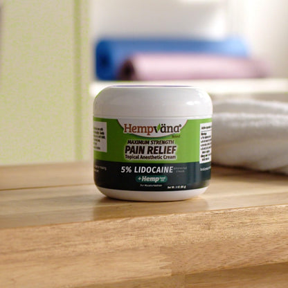 Hempvana Lidocaine 5% Relief Cream, Maximum Strength, Targeted Long-Lasting Relief, Strong Cream, Numbs Irritated Nerves for Fast Anorectal Relief, Non-Greasy.