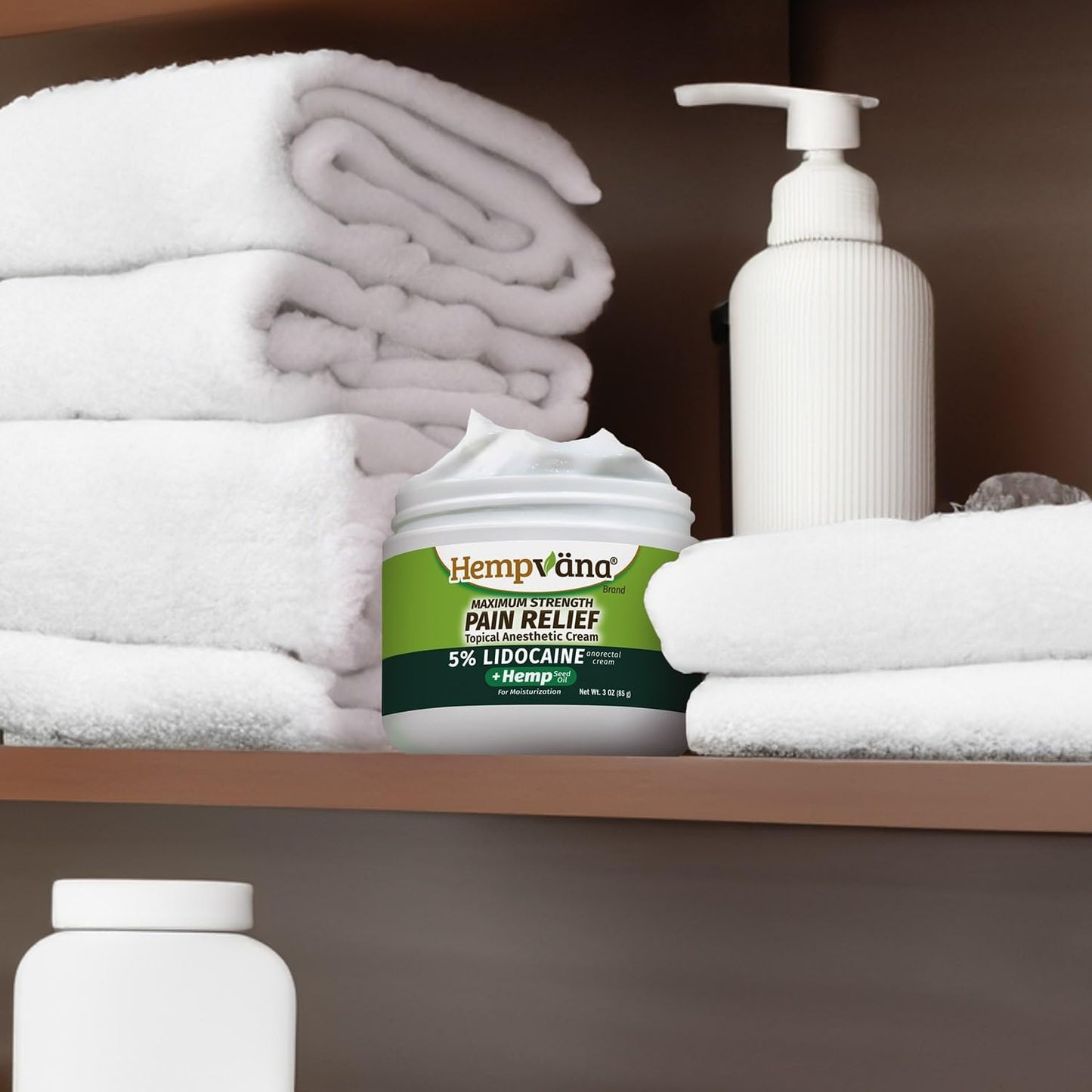 Hempvana Lidocaine 5% Relief Cream, Maximum Strength, Targeted Long-Lasting Relief, Strong Cream, Numbs Irritated Nerves for Fast Anorectal Relief, Non-Greasy.