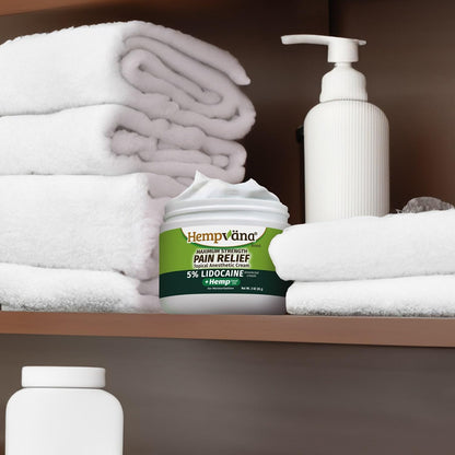 Hempvana Lidocaine 5% Relief Cream, Maximum Strength, Targeted Long-Lasting Relief, Strong Cream, Numbs Irritated Nerves for Fast Anorectal Relief, Non-Greasy.