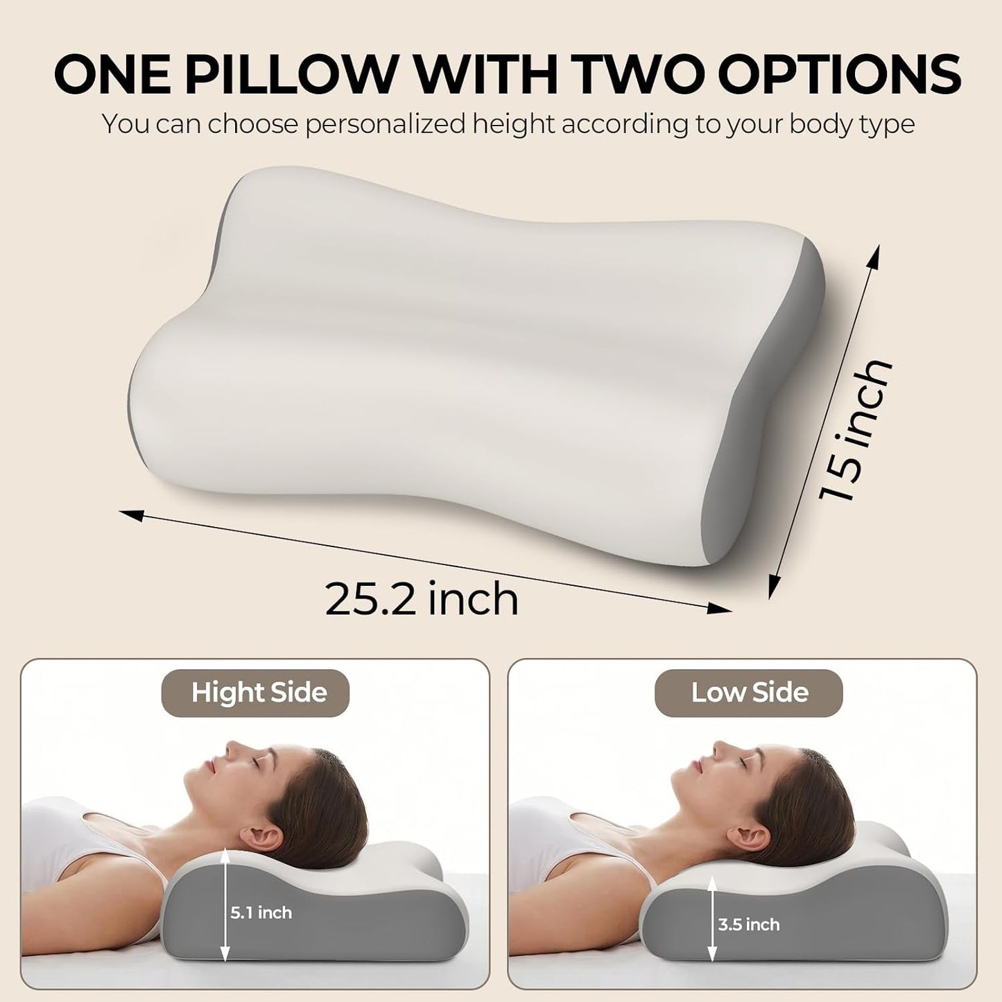 Cervical Neck Pillow for Pain Relief, Contour Memory Foam Pillows for Sleeping, Ergonomic Pillow Orthopedic Cooling Pillow Bed Pillow Neck Support for Side Back Stomach Sleepers(White&Blue)