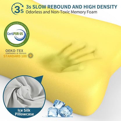 Cervical Neck Pillow for Pain Relief, Contour Memory Foam Pillows for Sleeping, Ergonomic Pillow Orthopedic Cooling Pillow Bed Pillow Neck Support for Side Back Stomach Sleepers(White&Blue)