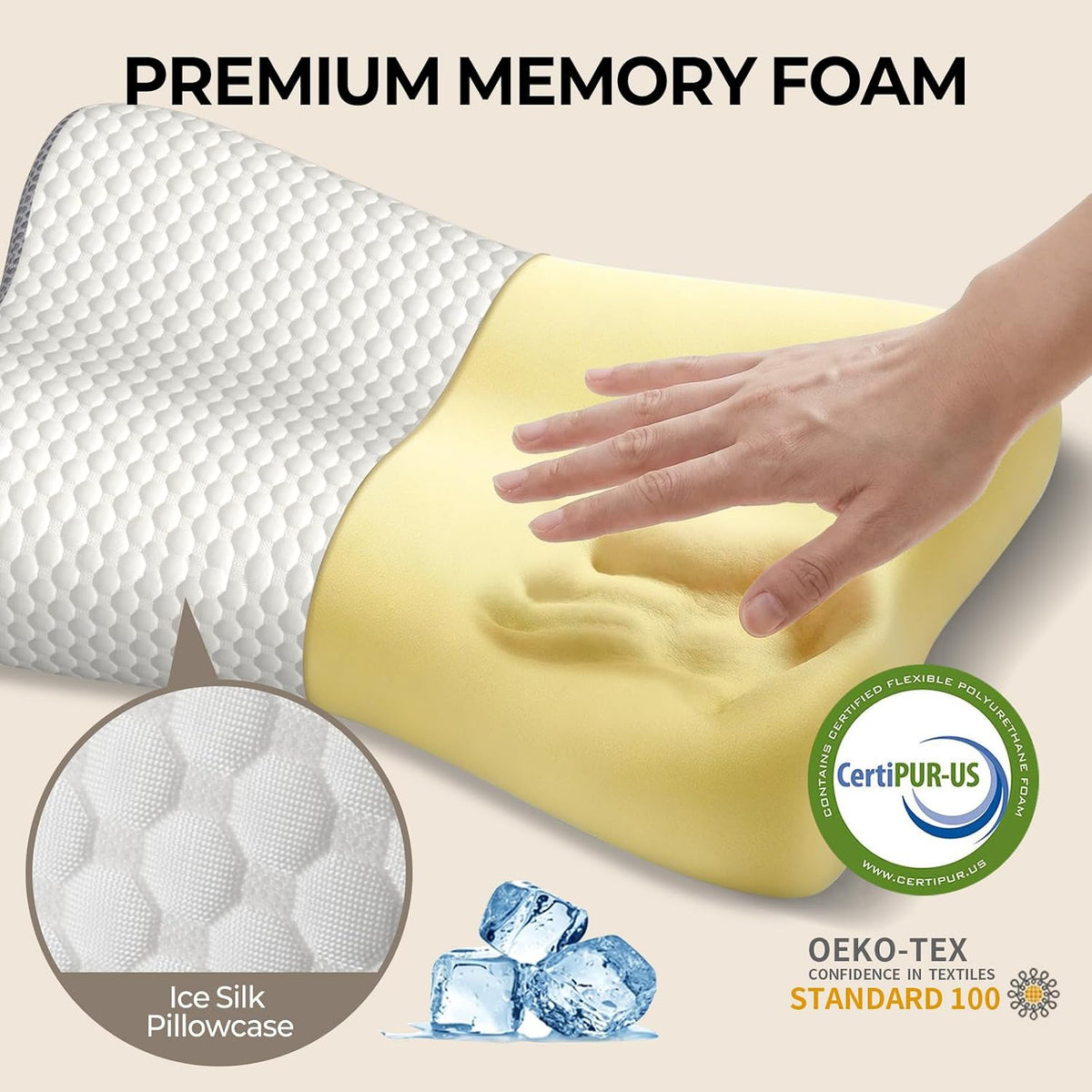 Cervical Neck Pillow for Pain Relief, Contour Memory Foam Pillows for Sleeping, Ergonomic Pillow Orthopedic Cooling Pillow Bed Pillow Neck Support for Side Back Stomach Sleepers(White&Blue)
