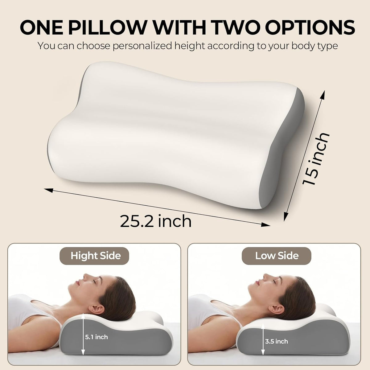 Cervical Neck Pillow for Pain Relief, Contour Memory Foam Pillows for Sleeping, Ergonomic Pillow Orthopedic Cooling Pillow Bed Pillow Neck Support for Side Back Stomach Sleepers(White&Blue)