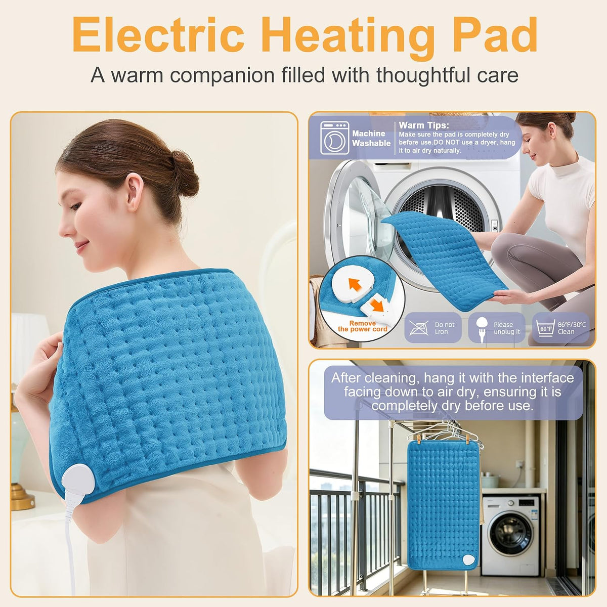 Heating Pad,Electric Heating Pads,Heating Pad for Back,Silvergray,24x12In
