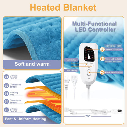 Heating Pad,Electric Heating Pads,Heating Pad for Back,Silvergray,24x12In