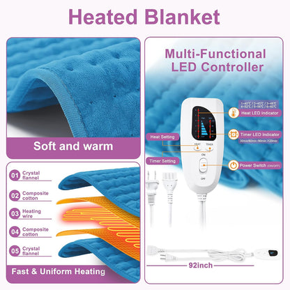 Heating Pad,Electric Heating Pads,Heating Pad for Back,Silvergray,24x12In