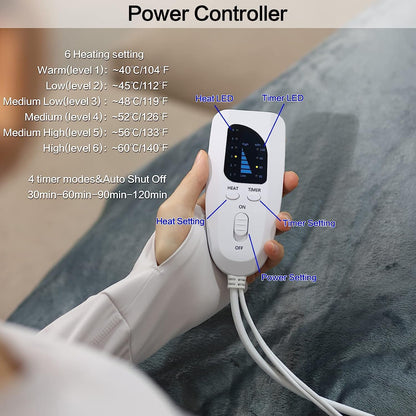 Heating Pad,Electric Heating Pads,Heating Pad for Back,Silvergray,24x12In