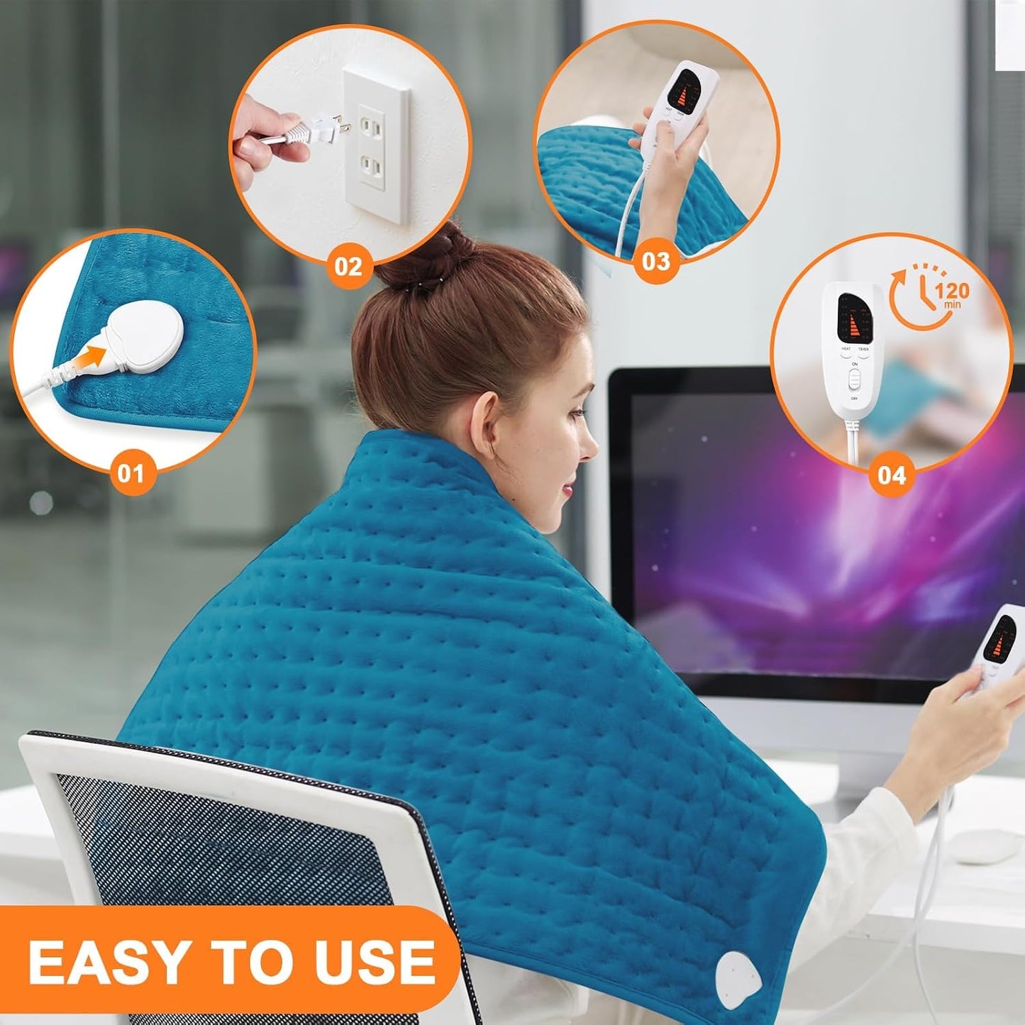 Heating Pad,Electric Heating Pads,Heating Pad for Back,Silvergray,24x12In