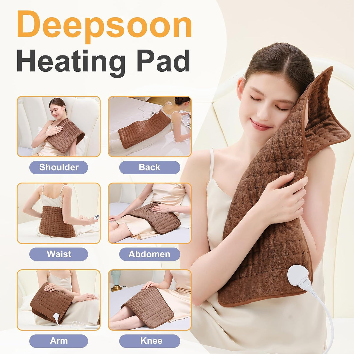 Heating Pad,Electric Heating Pads,Heating Pad for Back,Silvergray,24x12In