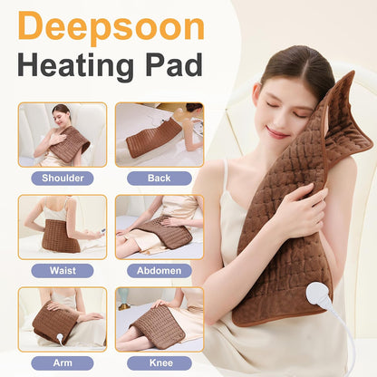 Heating Pad,Electric Heating Pads,Heating Pad for Back,Silvergray,24x12In