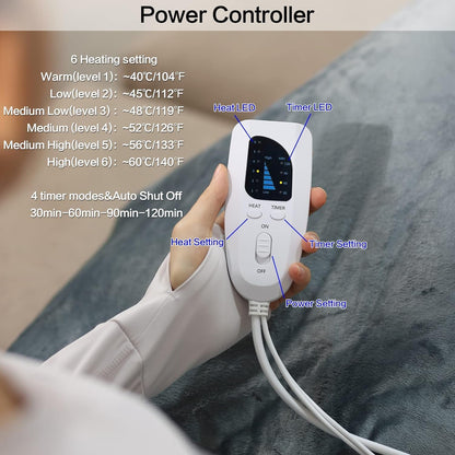 Heating Pad,Electric Heating Pads,Heating Pad for Back,Silvergray,24x12In