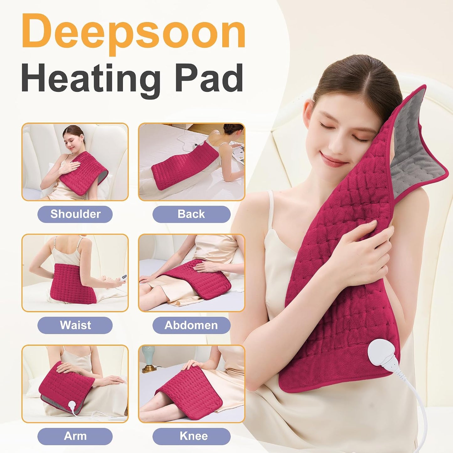 Heating Pad,Electric Heating Pads,Heating Pad for Back,Silvergray,24x12In