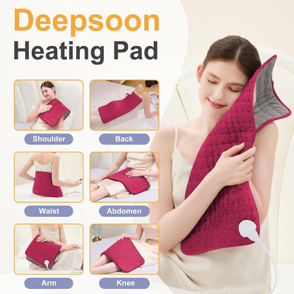 Heating Pad,Electric Heating Pads,Heating Pad for Back,Silvergray,24x12In