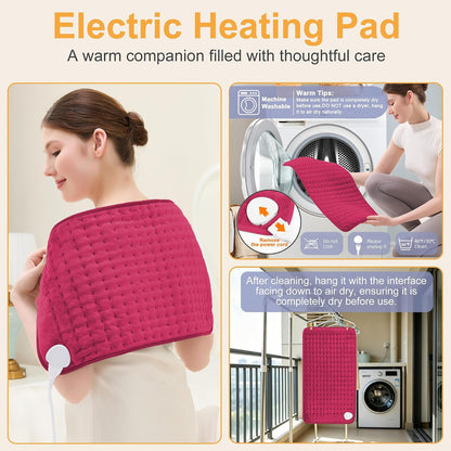 Heating Pad,Electric Heating Pads,Heating Pad for Back,Silvergray,24x12In