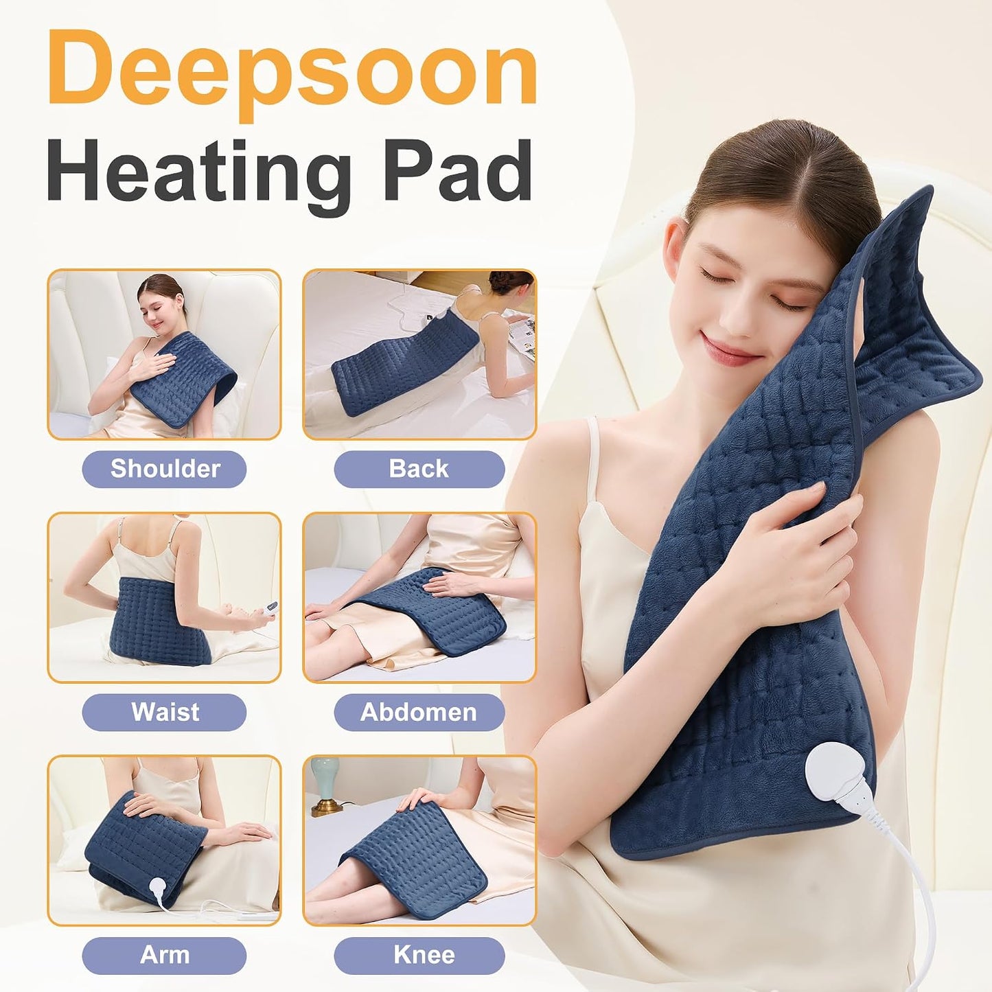 Heating Pad,Electric Heating Pads,Heating Pad for Back,Silvergray,24x12In