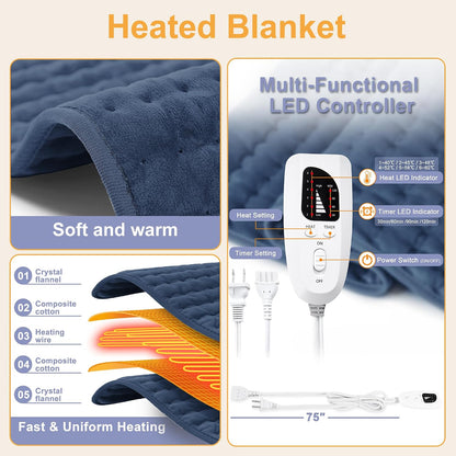 Heating Pad,Electric Heating Pads,Heating Pad for Back,Silvergray,24x12In