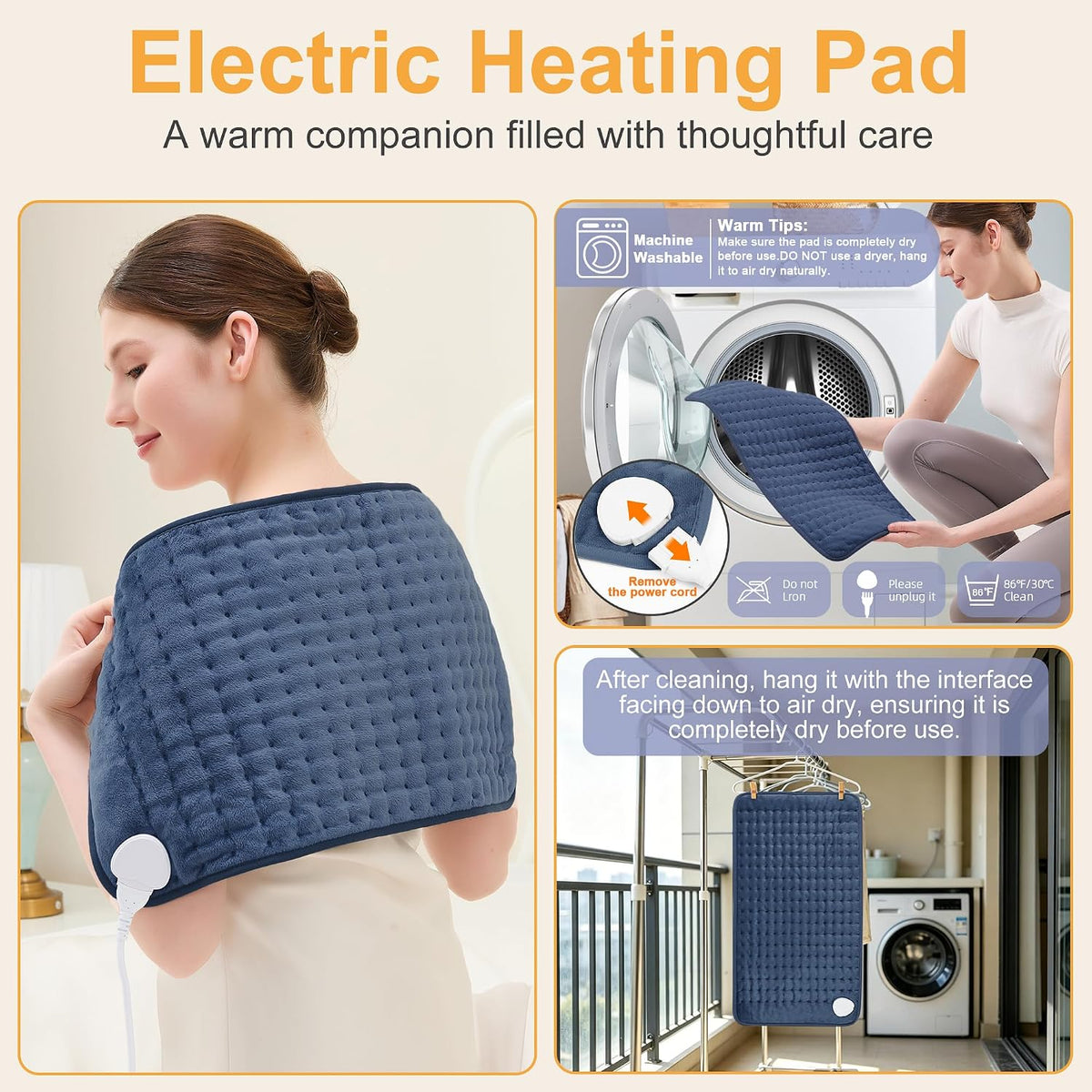 Heating Pad,Electric Heating Pads,Heating Pad for Back,Silvergray,24x12In
