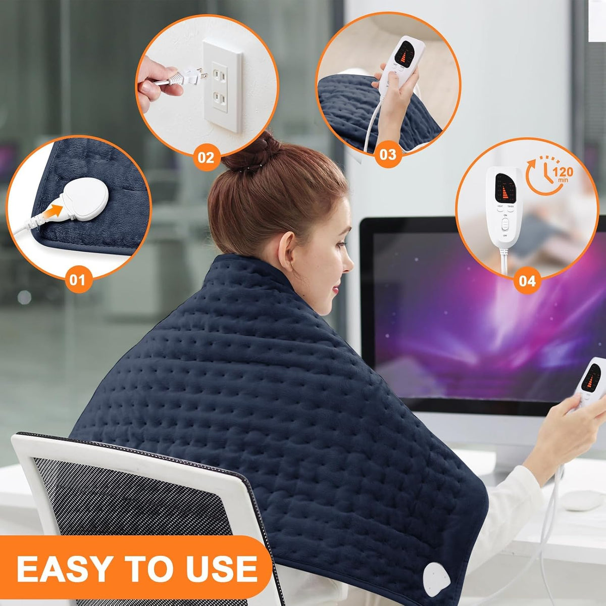 Heating Pad,Electric Heating Pads,Heating Pad for Back,Silvergray,24x12In