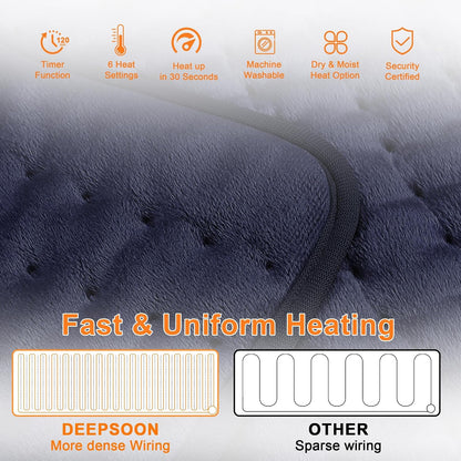 Heating Pad,Electric Heating Pads,Heating Pad for Back,Silvergray,24x12In