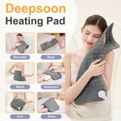 Heating Pad,Electric Heating Pads,Heating Pad for Back,Silvergray,24x12In