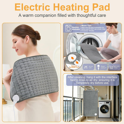 Heating Pad,Electric Heating Pads,Heating Pad for Back,Silvergray,24x12In