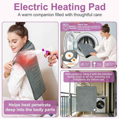 Heating Pad,Electric Heating Pads,Heating Pad for Back,Silvergray,24x12In