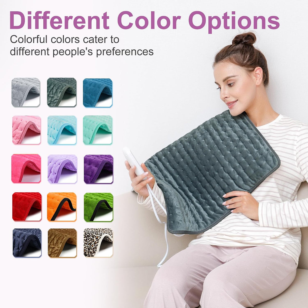 Heating Pad,Electric Heating Pads,Heating Pad for Back,Silvergray,24x12In