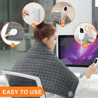 Heating Pad,Electric Heating Pads,Heating Pad for Back,Silvergray,24x12In