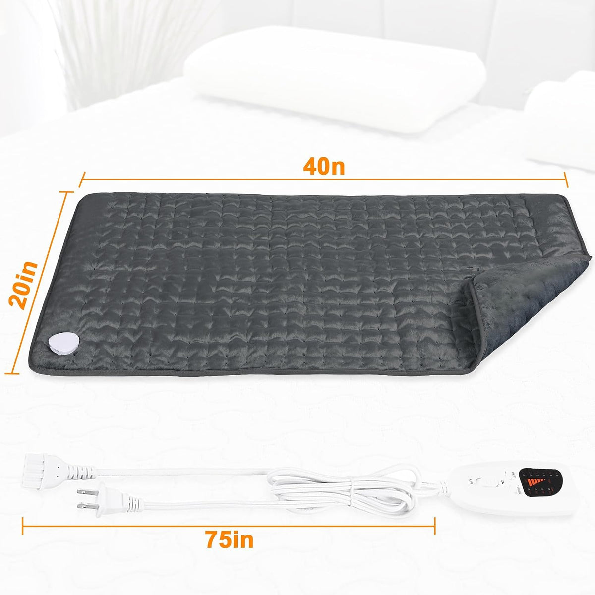 Heating Pad,Electric Heating Pads,Heating Pad for Back,Silvergray,24x12In