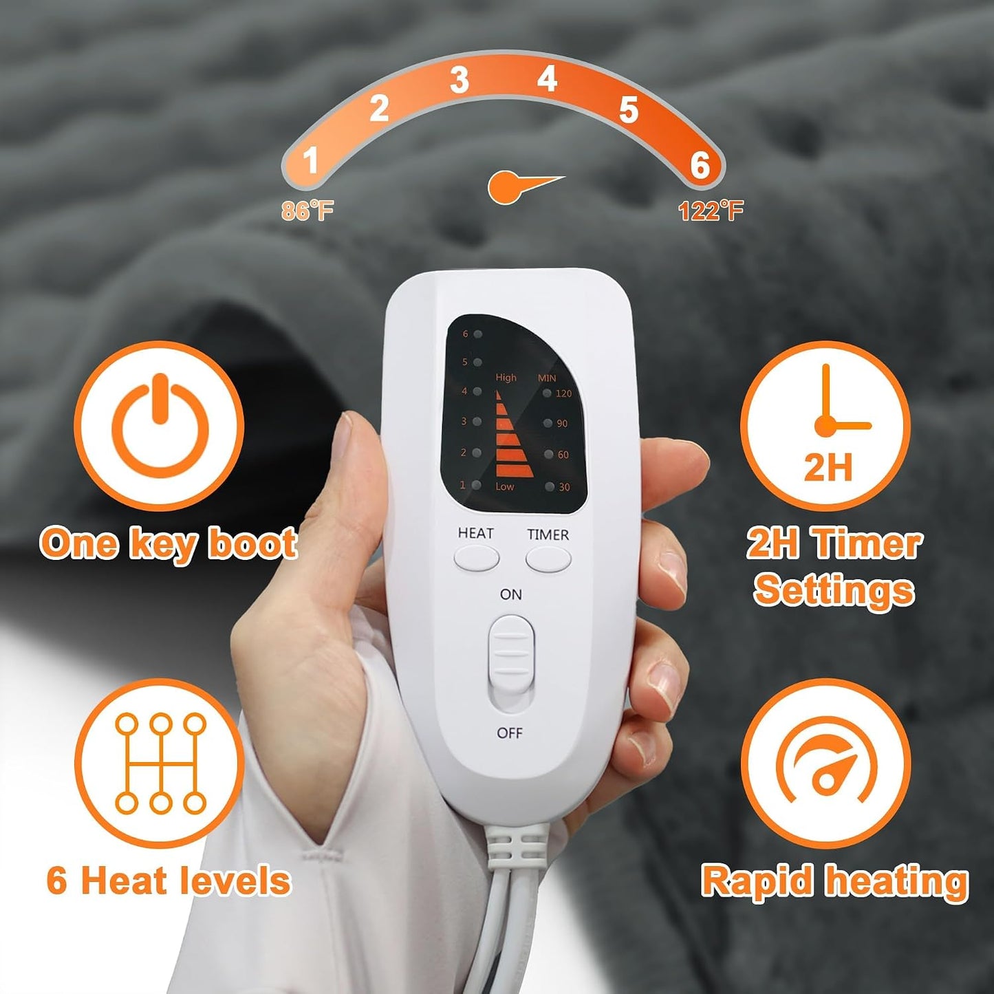 Heating Pad,Electric Heating Pads,Heating Pad for Back,Silvergray,24x12In