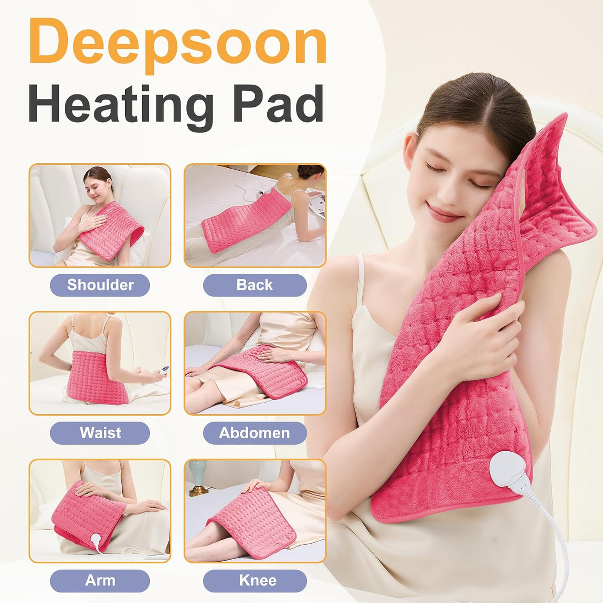 Heating Pad,Electric Heating Pads,Heating Pad for Back,Silvergray,24x12In