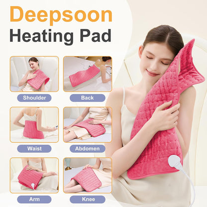 Heating Pad,Electric Heating Pads,Heating Pad for Back,Silvergray,24x12In