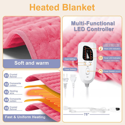 Heating Pad,Electric Heating Pads,Heating Pad for Back,Silvergray,24x12In