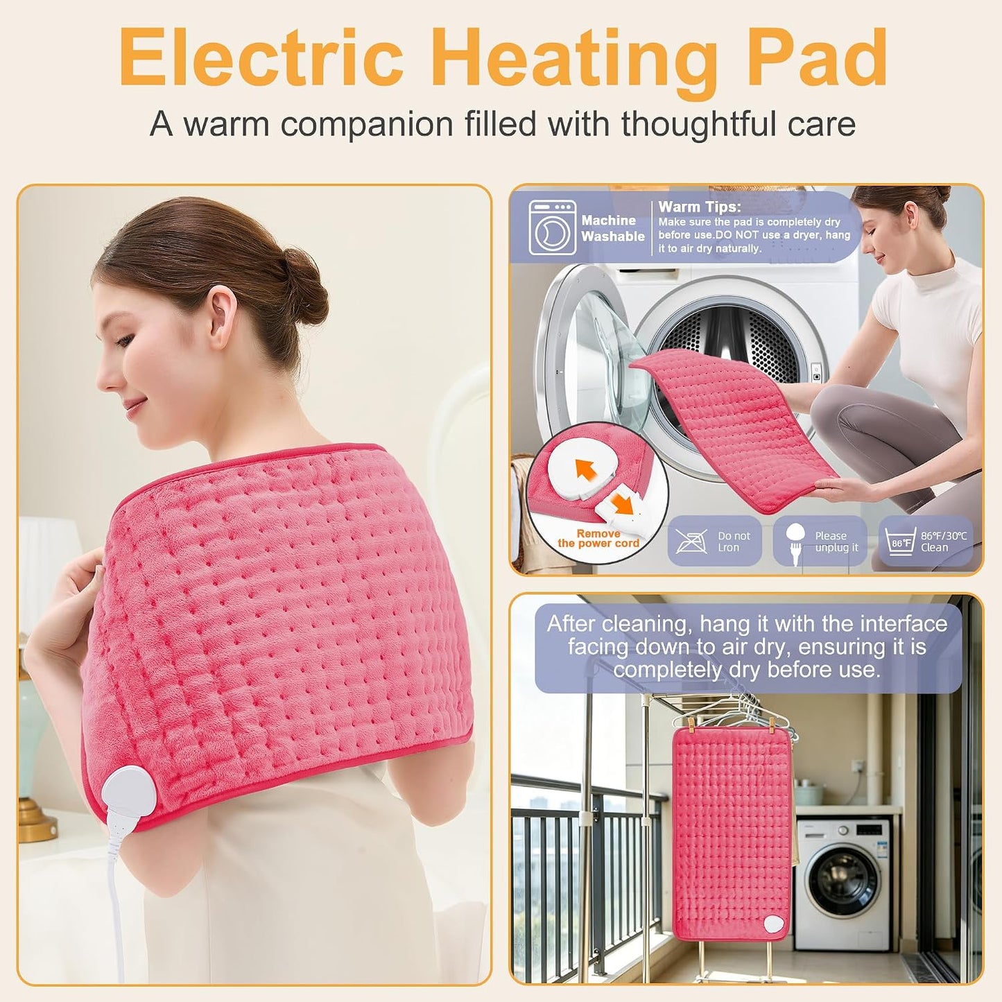 Heating Pad,Electric Heating Pads,Heating Pad for Back,Silvergray,24x12In